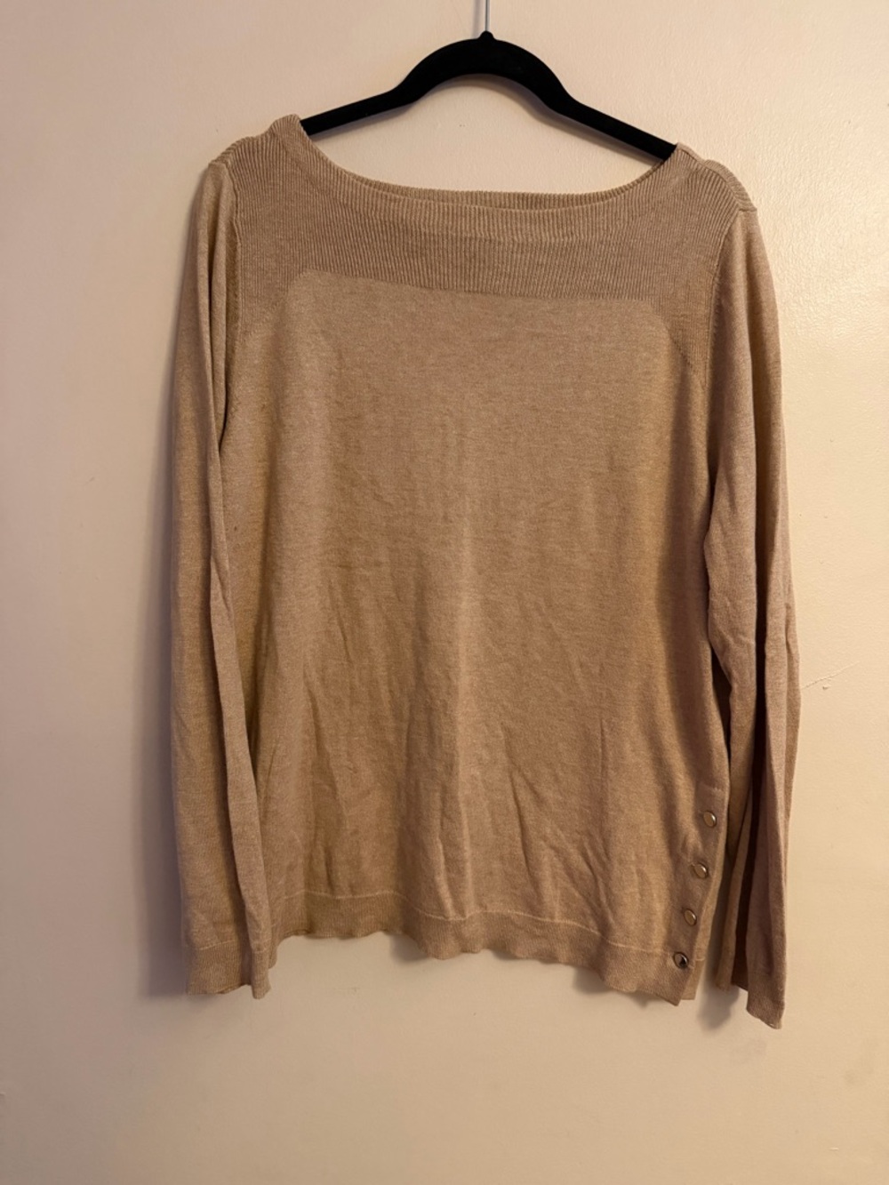 Ann Taylor Ribbed Knit Sweater in Light Beige
